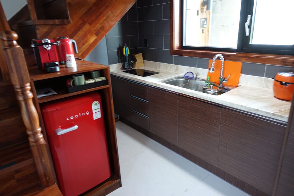 Family Room, 2 Bedrooms, Terrace, Mezzanine | Private kitchen | Full-size fridge, microwave, espresso maker, electric kettle