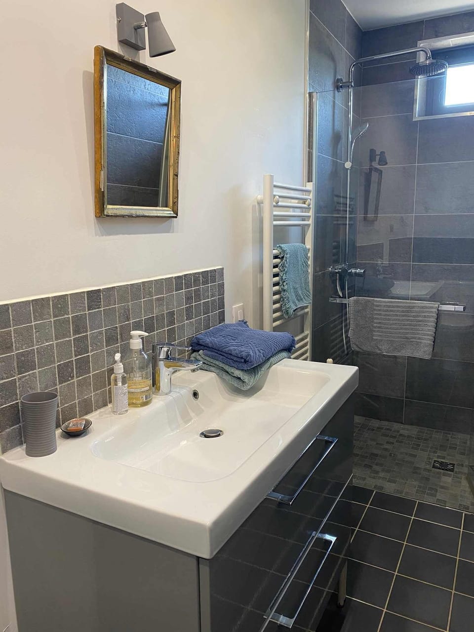 Family Room | Bathroom | Shower, eco-friendly toiletries, hair dryer, towels
