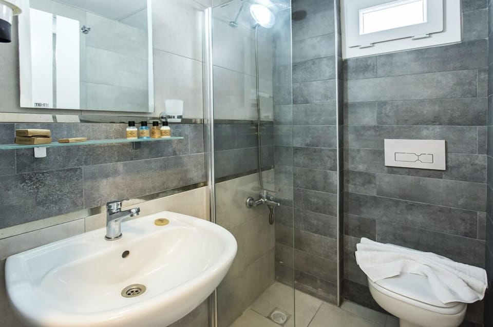 Shower, free toiletries, bathrobes, slippers