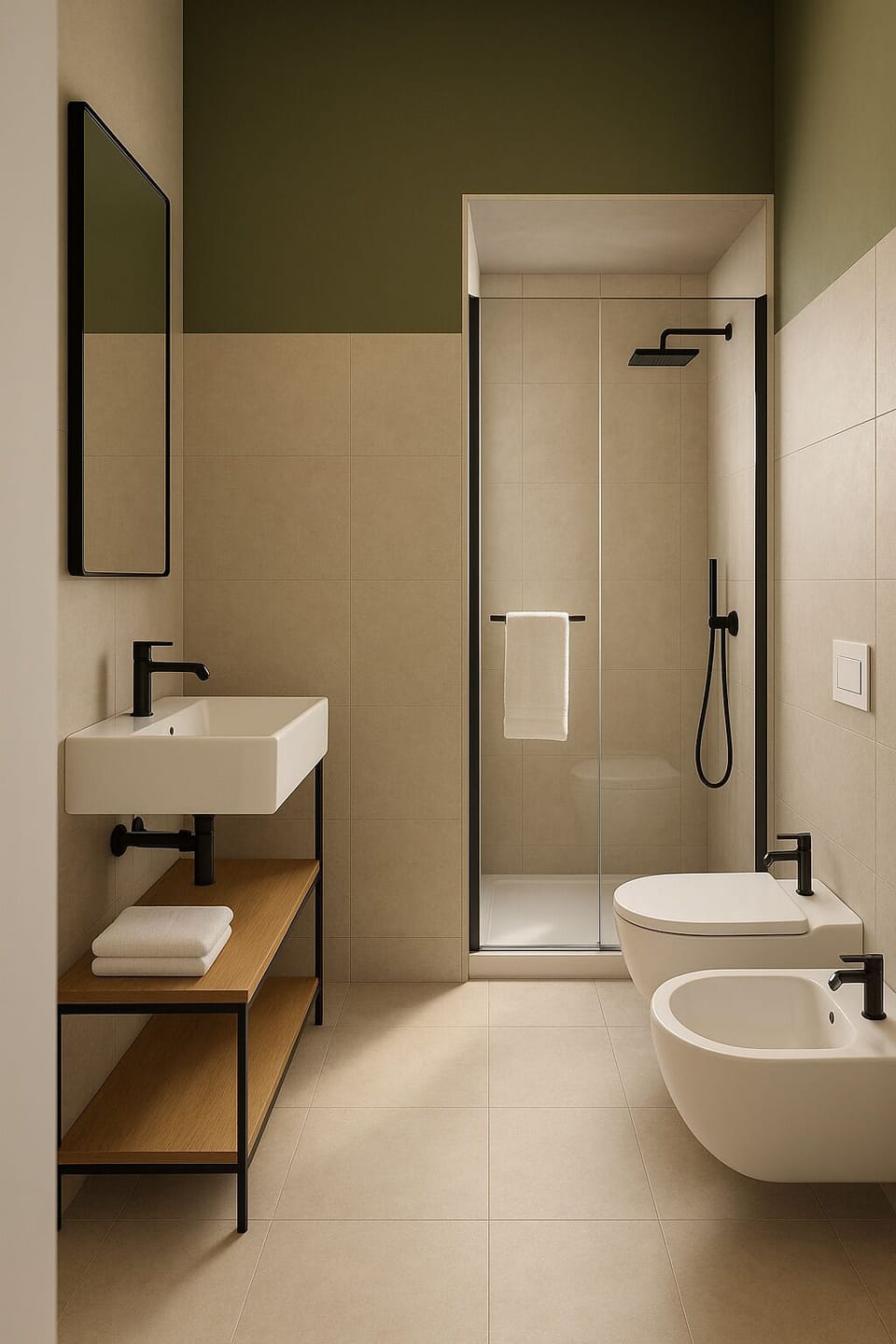 Shower, rainfall showerhead, hair dryer, bidet