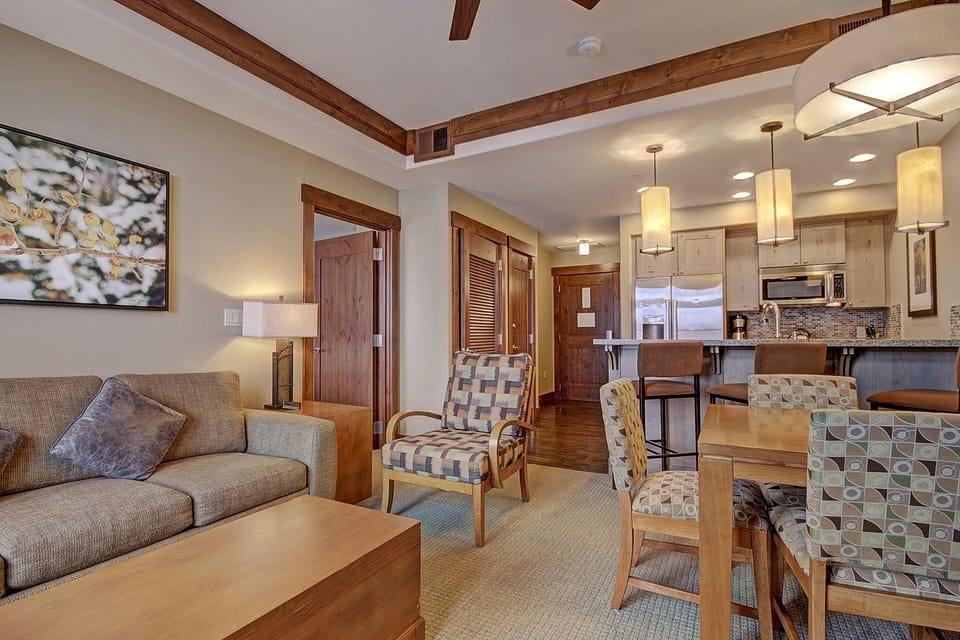 Condo, 1 Bedroom | Living area | Flat-screen TV, fireplace, DVD player