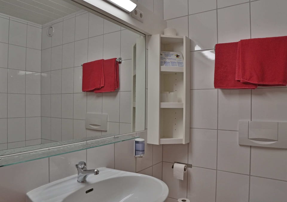 Comfort Quadruple Room | Bathroom | Hair dryer, towels