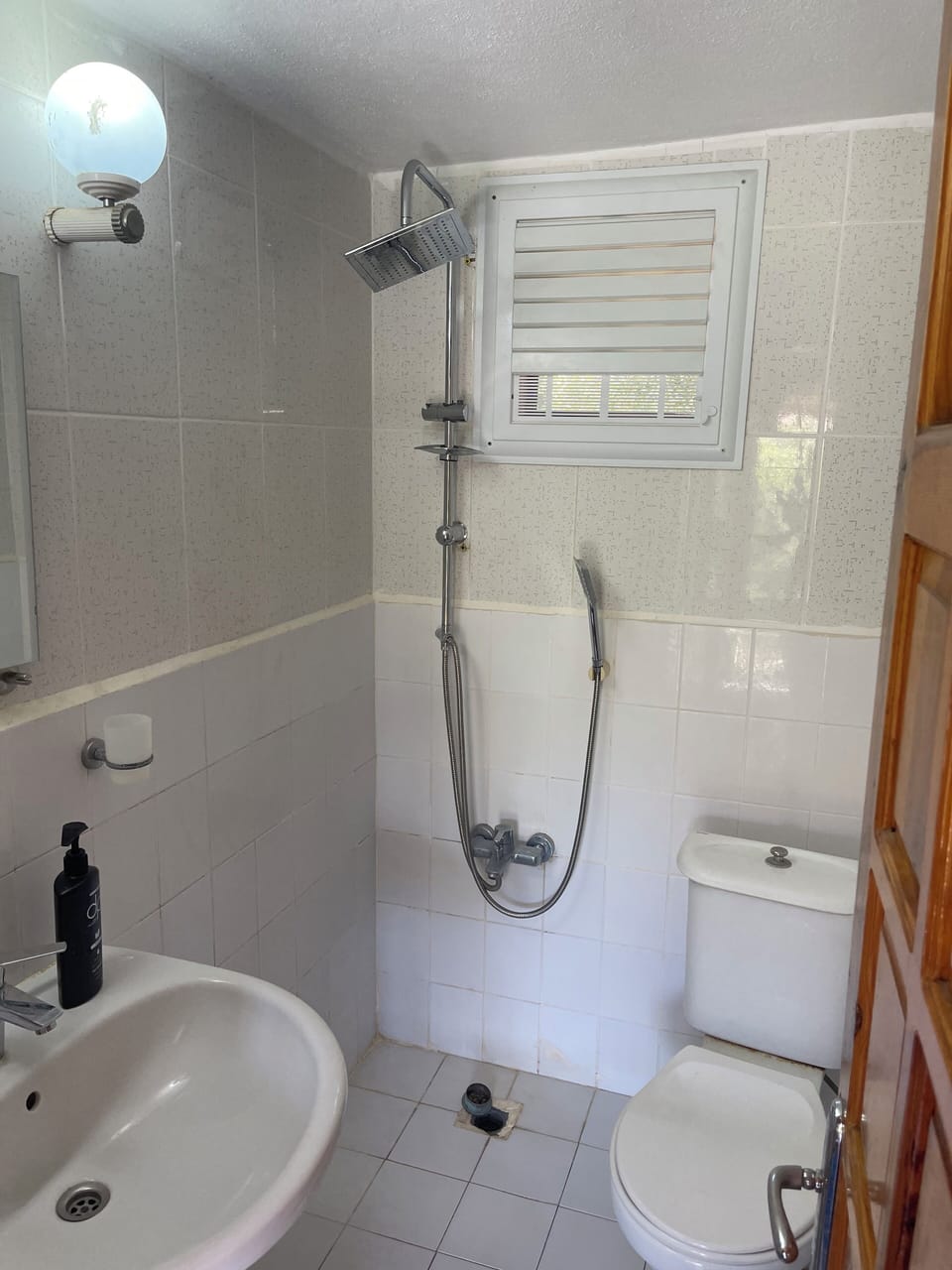 Shower, free toiletries, hair dryer, slippers