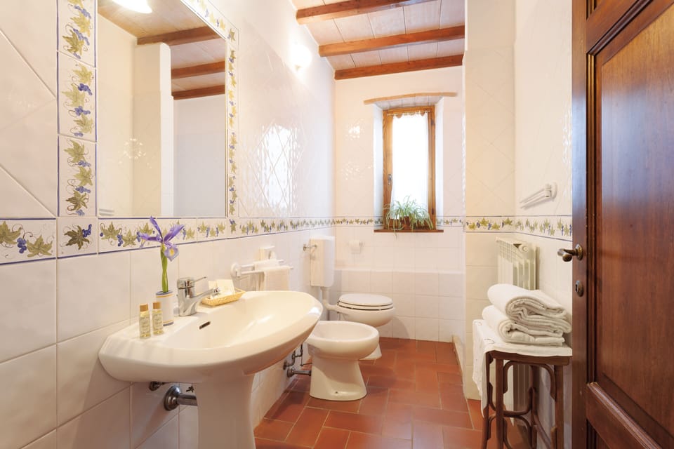Superior Apartment, Garden Area | Bathroom | Shower, free toiletries, hair dryer, bidet