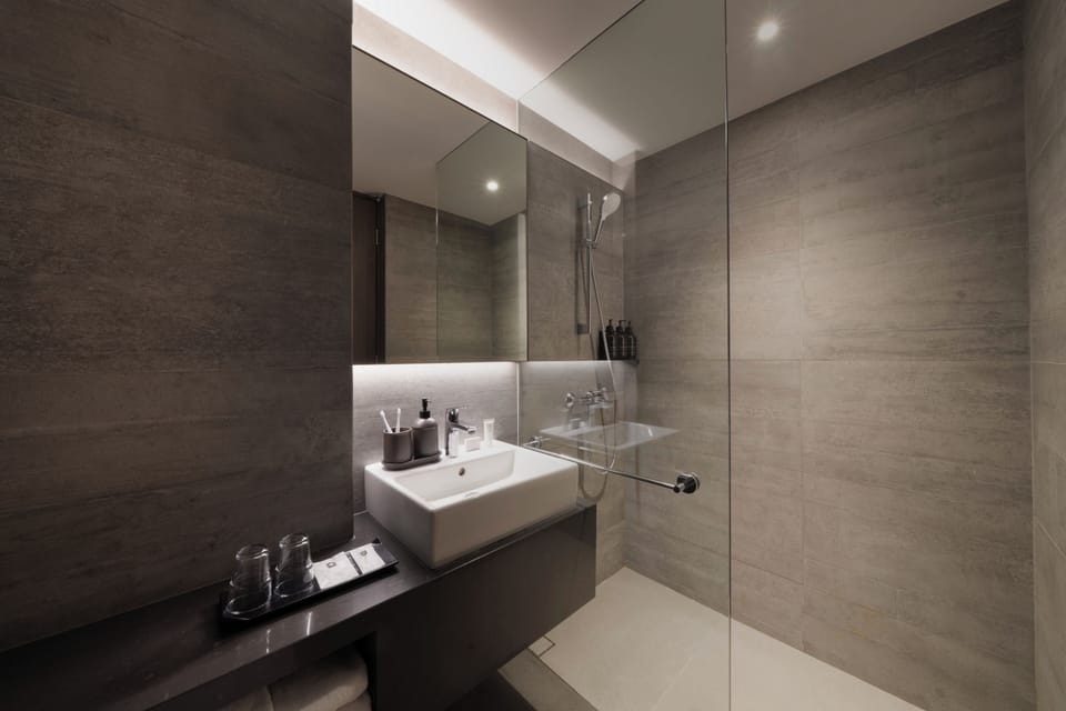 Shower, free toiletries, hair dryer, slippers