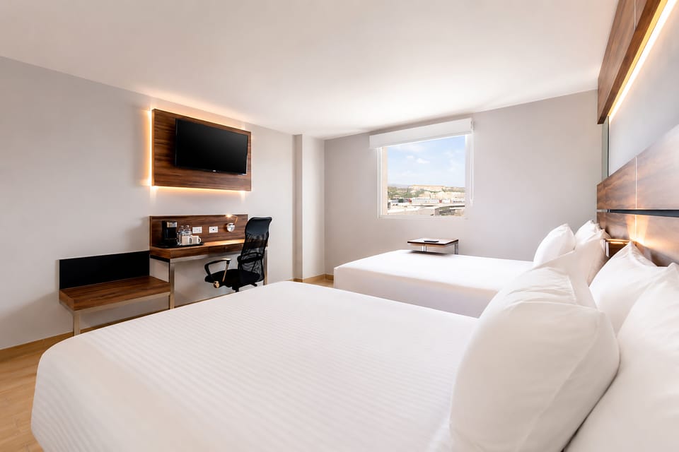 Standard Room, 2 Double Beds, Non Smoking | Premium bedding, in-room safe, desk, soundproofing