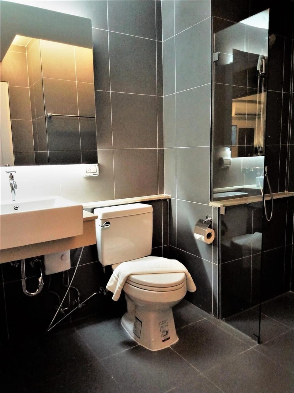 Shower, free toiletries, towels