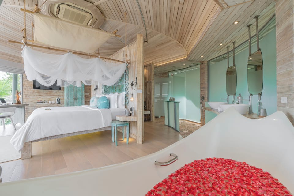 TreeHouse Villa | Bathroom | Separate tub and shower, deep soaking tub, eco-friendly toiletries
