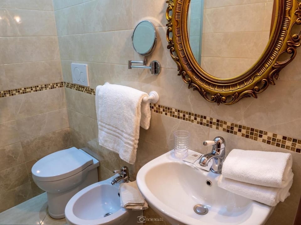 Shower, free toiletries, hair dryer, bidet
