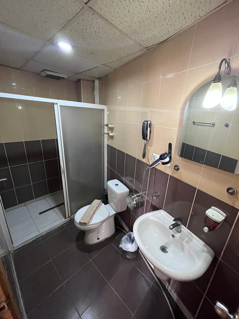 Shower, free toiletries, hair dryer, bathrobes