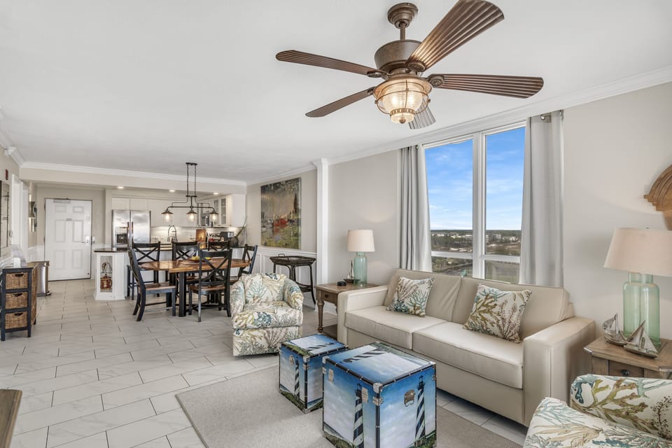 Elite Condo 2 Bedrooms 2 Bathrooms Ocean View 10th Floor | Living area | 55-inch flat-screen TV with cable channels, TV, Netflix