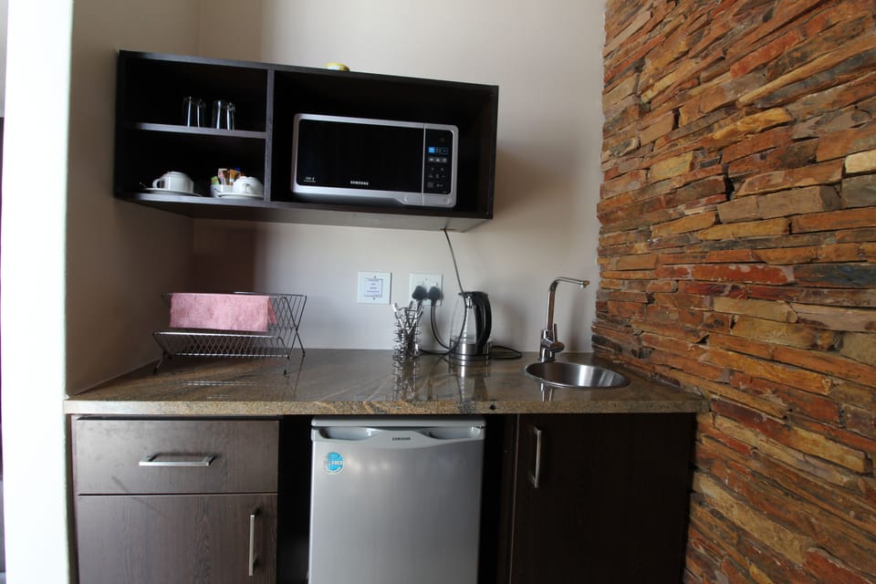 Fridge, microwave, dishwasher, electric kettle