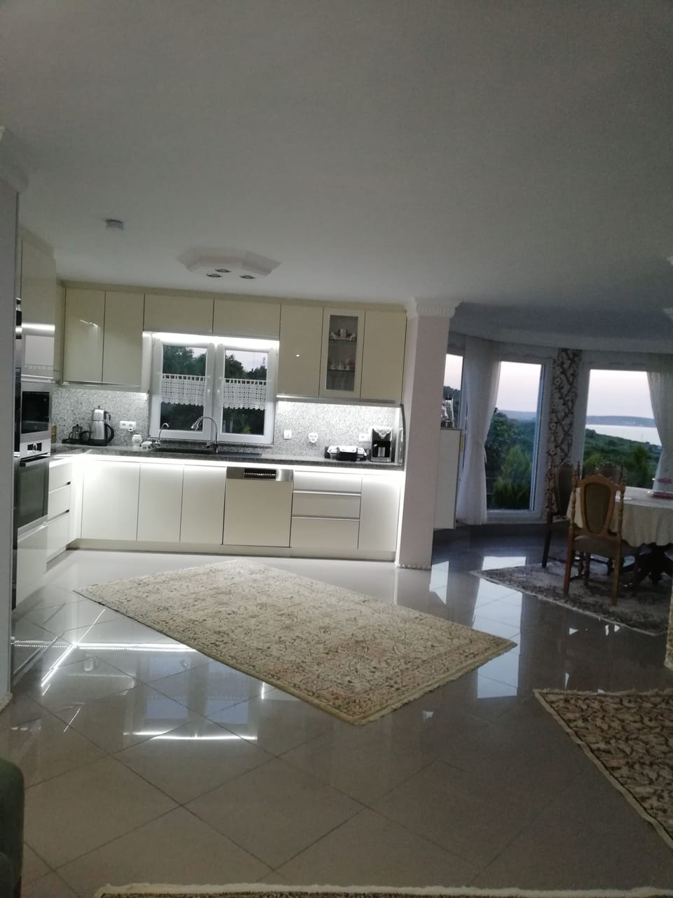 Comfort Apartment, Sea View | Private kitchen | Coffee/tea maker, full-size fridge, microwave, oven