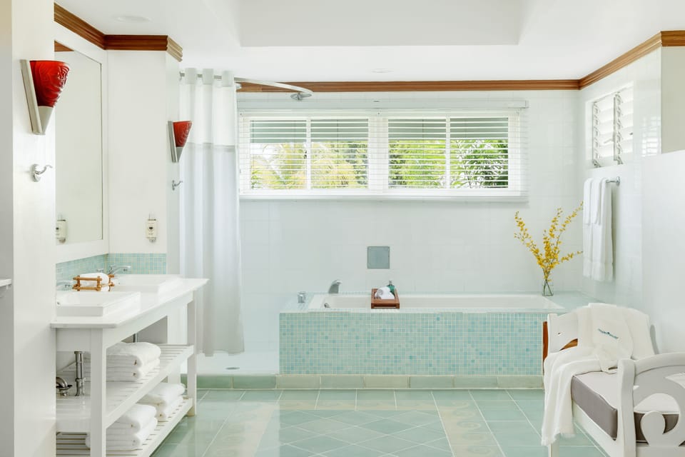 Shower, free toiletries, hair dryer, bathrobes