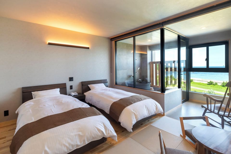 Japanese - Western Style Room with Open Air Bath, Non Smoking | In-room safe, iron/ironing board, bed sheets