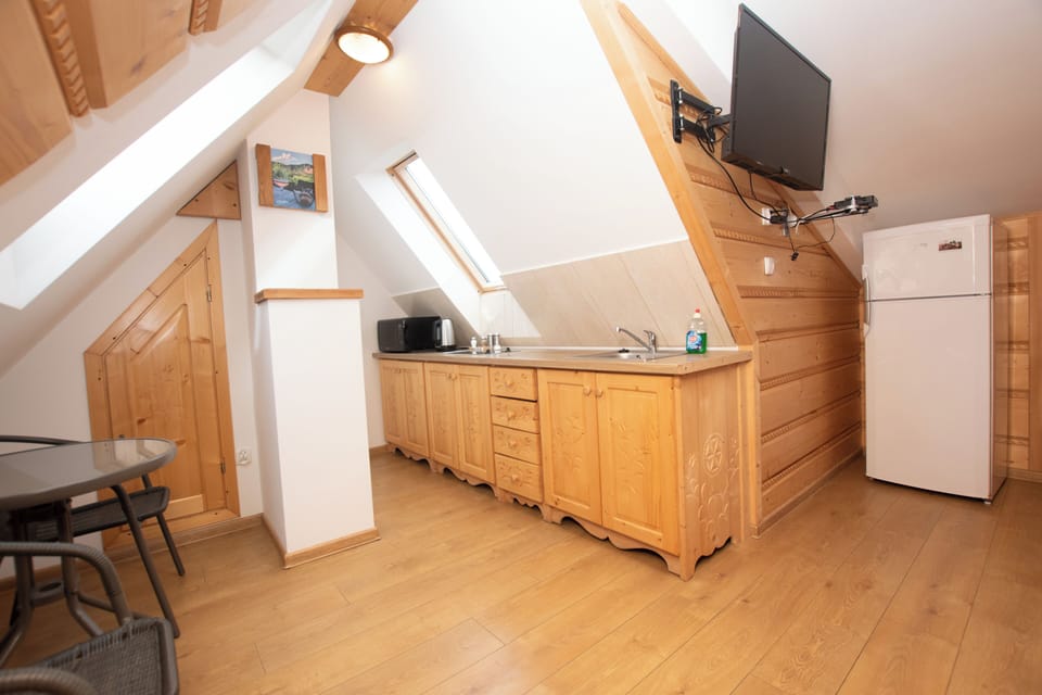 Basic Apartment | Private kitchen | Fridge, microwave, electric kettle, cookware/dishes/utensils