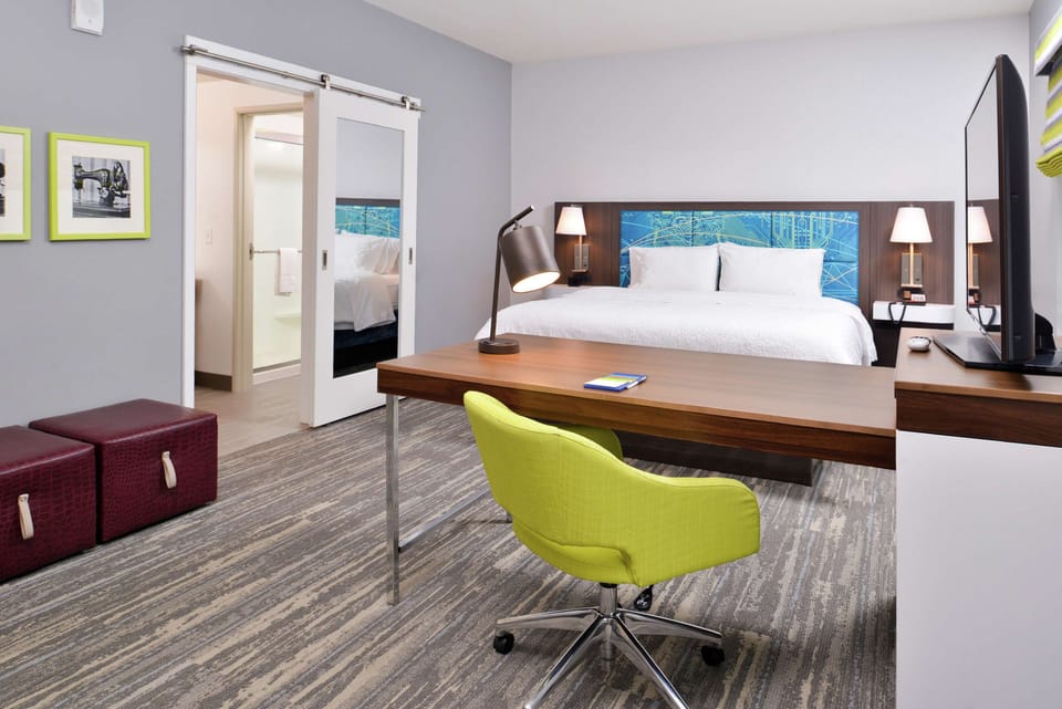 Premium bedding, down comforters, desk, laptop workspace