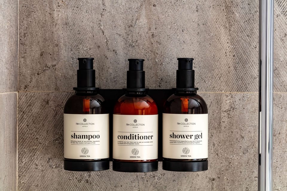 Rainfall showerhead, designer toiletries, hair dryer, bathrobes