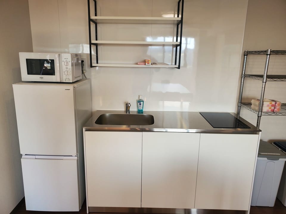 Fridge, microwave, toaster, paper towels