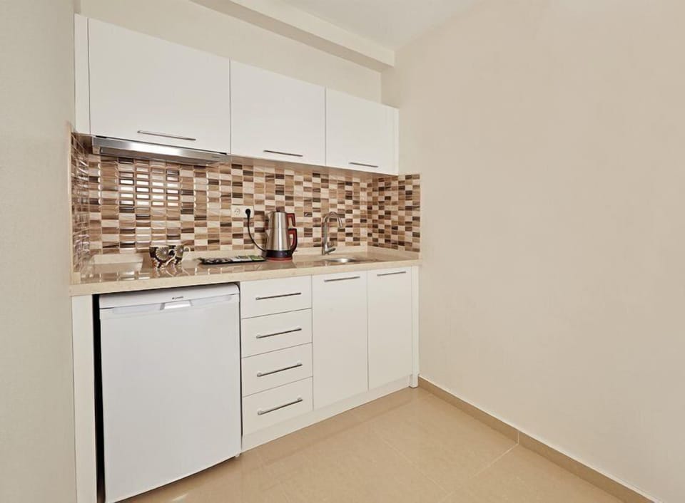 Fridge, coffee/tea maker, electric kettle