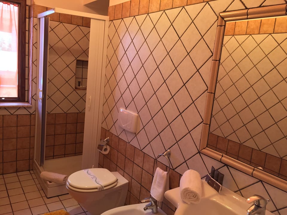 Studio (Tramontana) | Bathroom | Shower, free toiletries, hair dryer, bathrobes