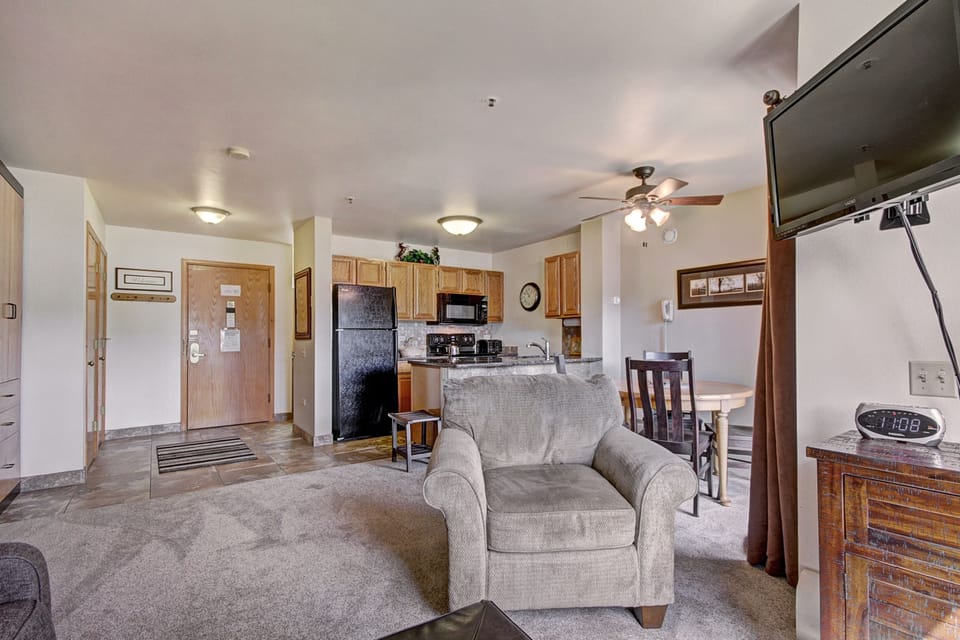 Studio | Living area | TV, fireplace