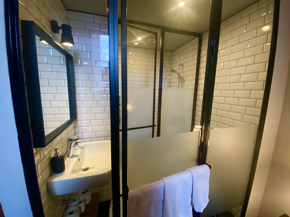 Double Room | Bathroom | Shower, hair dryer, towels, soap