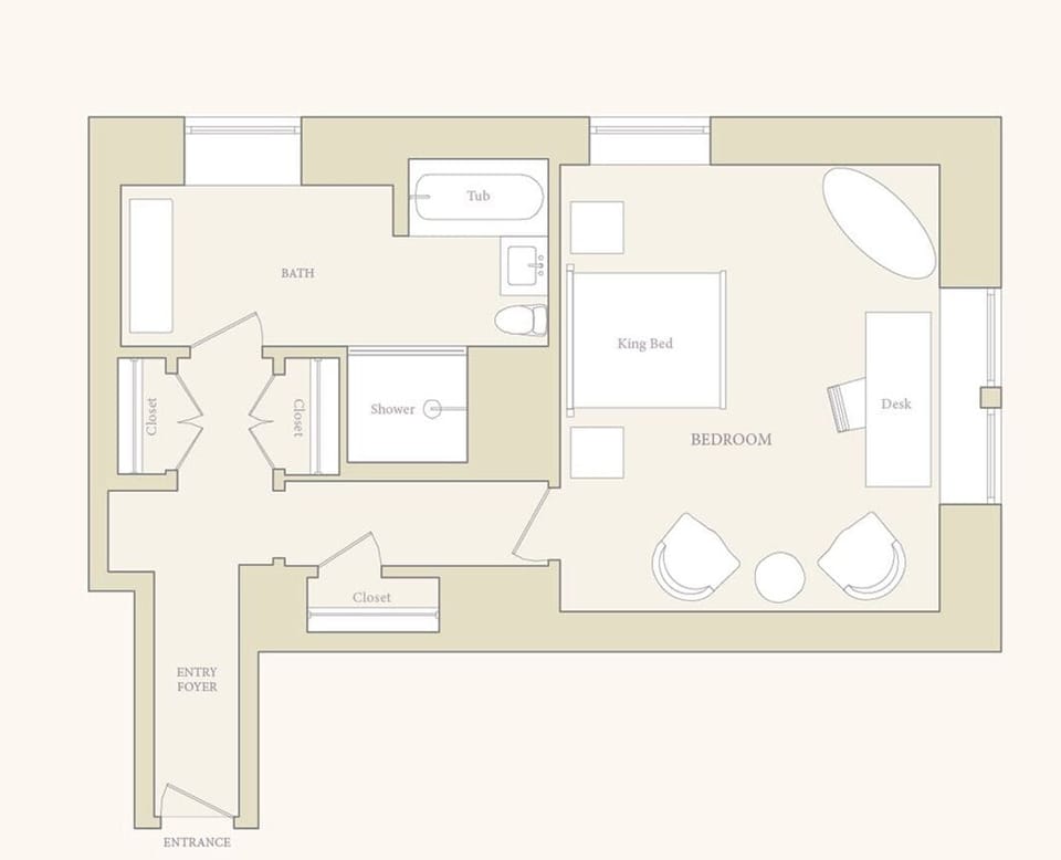 Signature Room, 1 King Bed, Park View | Floor plan
