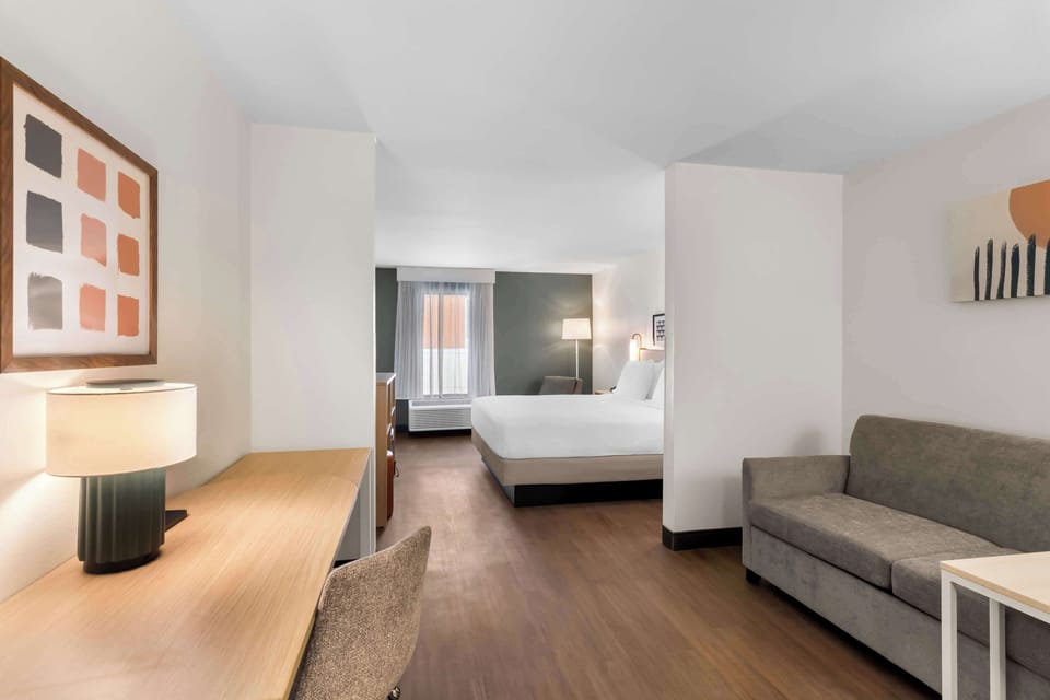 Room, 1 King Bed with Sofa bed | Desk, laptop workspace, blackout drapes, iron/ironing board