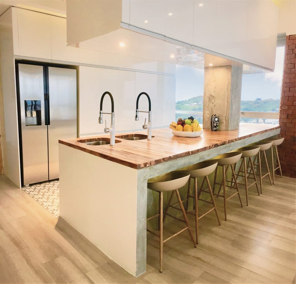 Grand Apartment, 2 Bedrooms, River View | Private kitchen | Coffee/tea maker, full-size fridge, microwave, oven