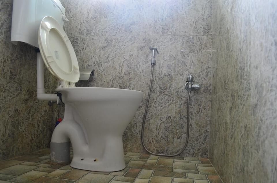 Shower, free toiletries, slippers, towels