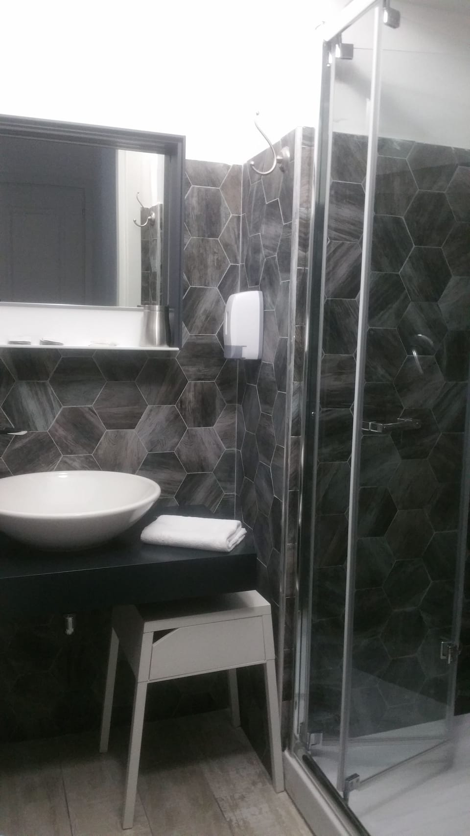 Shower, free toiletries, hair dryer, bidet