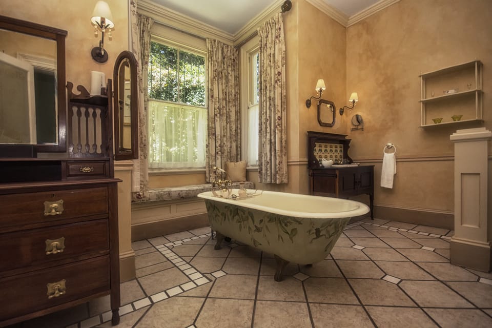 Separate tub and shower, free toiletries, hair dryer, bathrobes