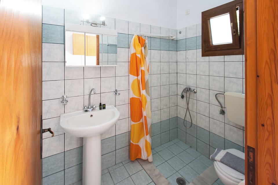 Studio with Pool View | Bathroom | Shower, hair dryer, towels, toilet paper