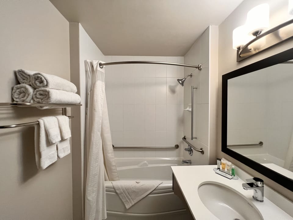 Room, 2 Queen Beds, Accessible, Non Smoking | Bathroom | Eco-friendly toiletries, hair dryer, towels