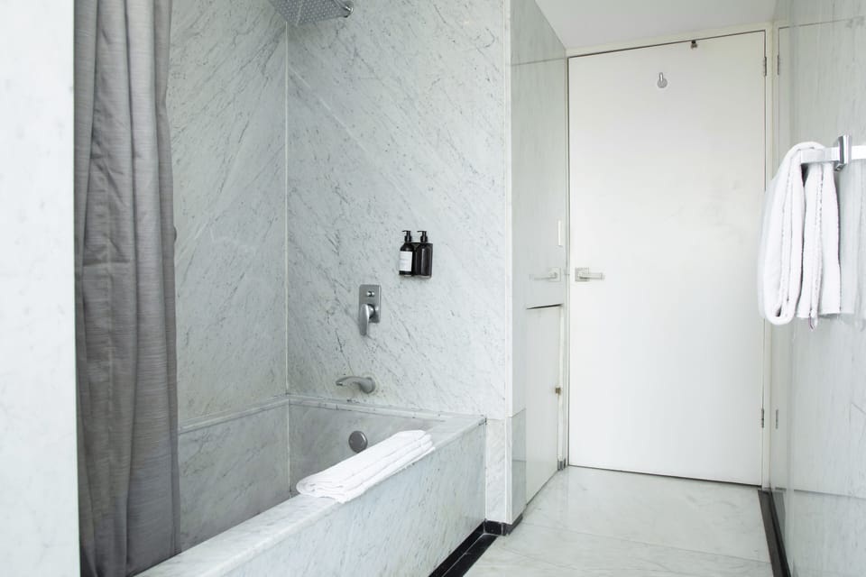 Suite, 1 King Bed (Master) | Bathroom | Shower, rainfall showerhead, eco-friendly toiletries, hair dryer