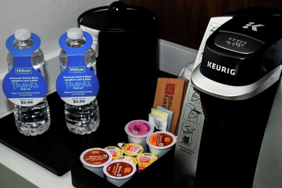 Desk, laptop workspace, blackout drapes, soundproofing