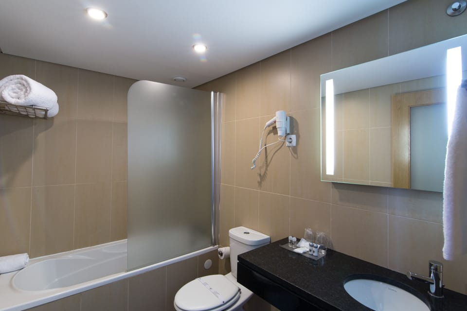 Free toiletries, hair dryer, bidet, towels