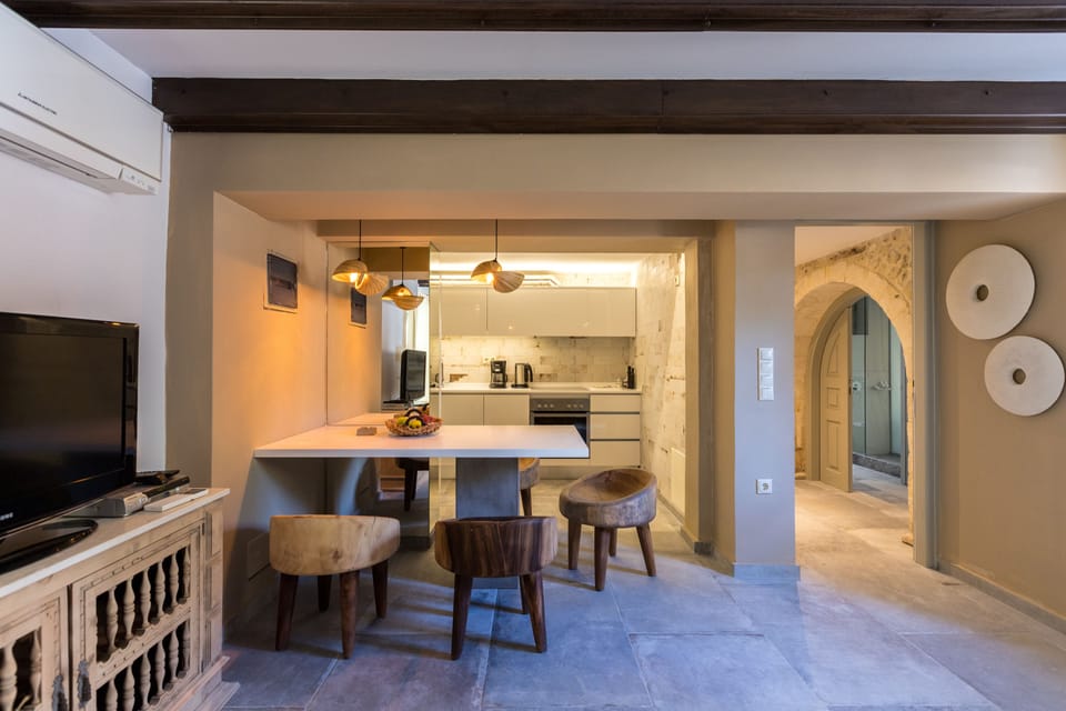 Villa (Myrthia) | Private kitchen | Fridge, microwave, oven, stovetop
