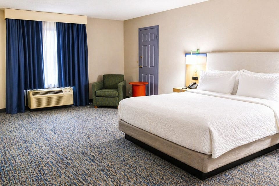 In-room safe, desk, laptop workspace, blackout drapes