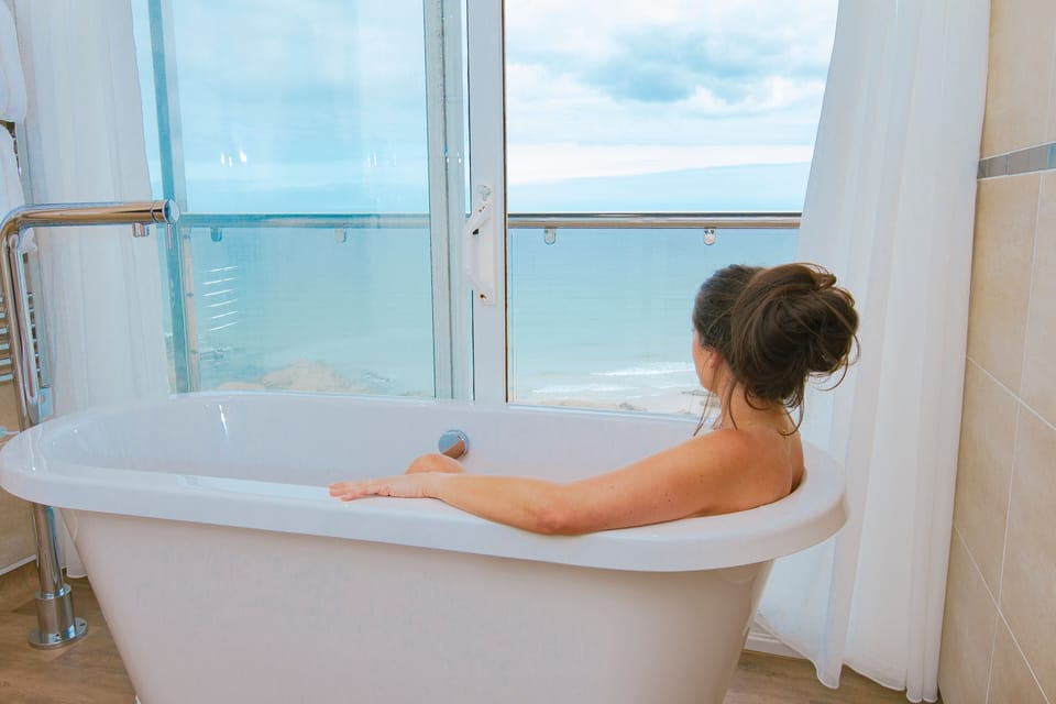 Combined shower/tub, free toiletries, hair dryer, towels