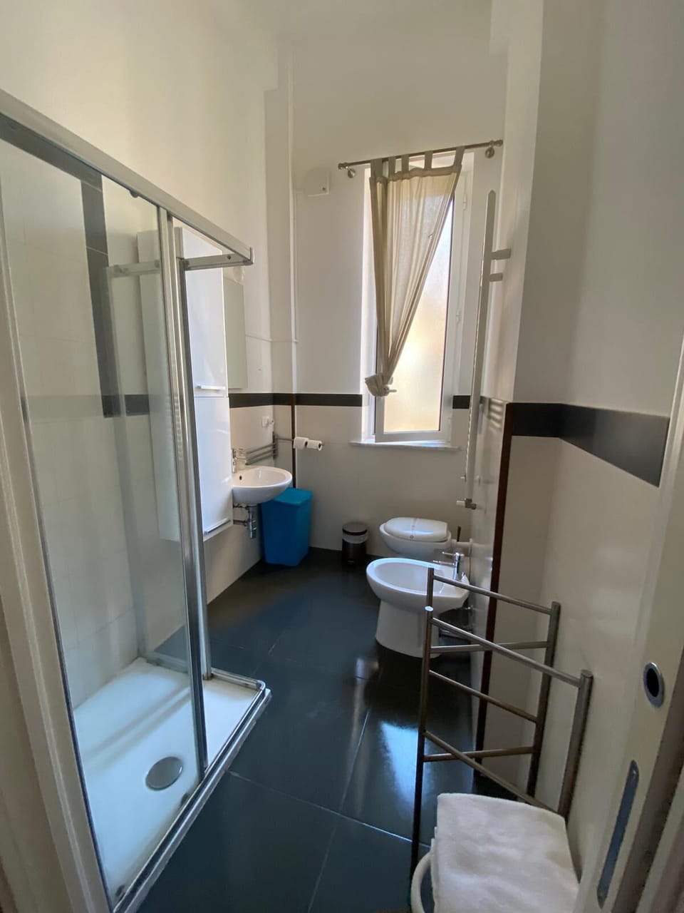 Shower, free toiletries, hair dryer, bidet