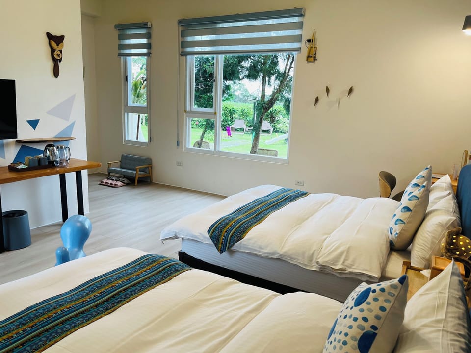 Family Quadruple Room, 2 Double Beds, Garden Area | Bathroom | Deep soaking tub, free toiletries, hair dryer, slippers