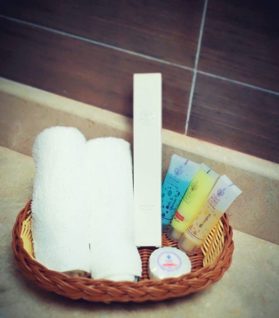 Shower, free toiletries, hair dryer, bathrobes
