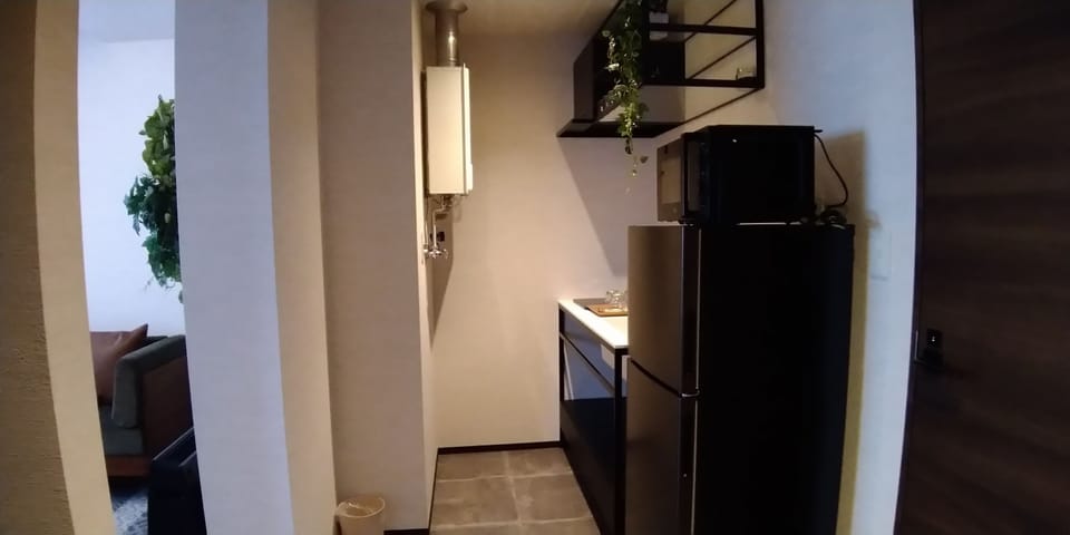 Fridge, electric kettle