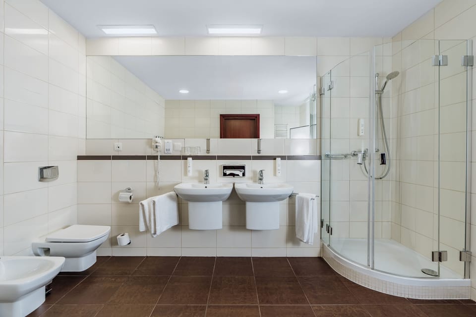 Standard Suite, 1 Queen Bed, Non Smoking | Bathroom | Shower, free toiletries, hair dryer, bathrobes
