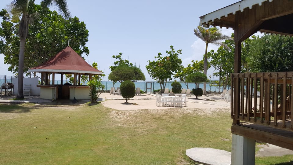 Private beach nearby, white sand