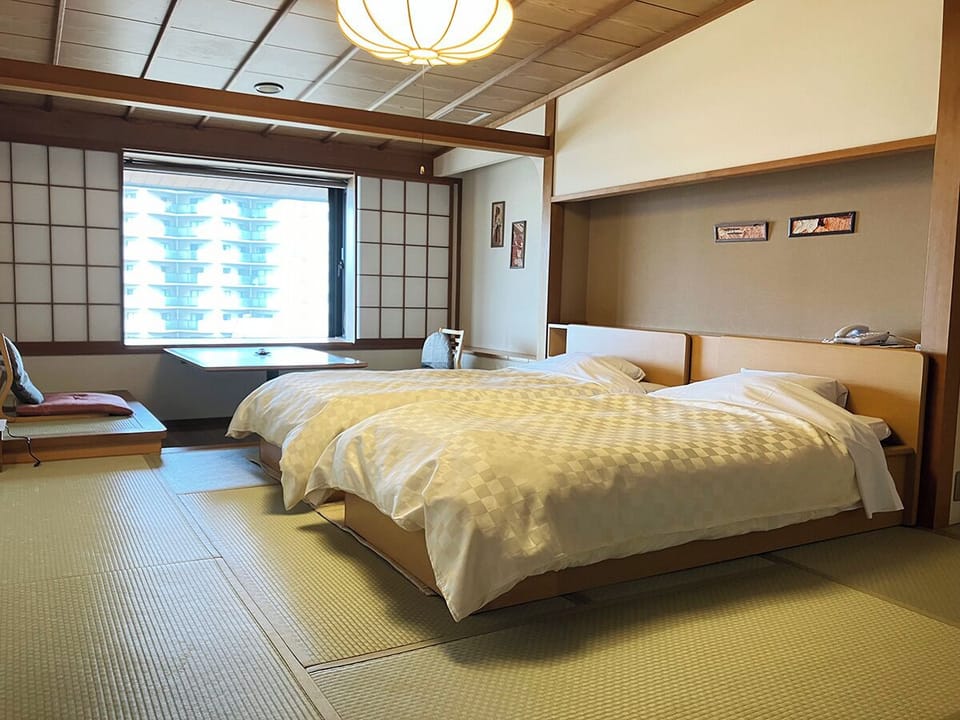 Japanese-Style Room with Beds & Open Air Bath-River Side - Non-Smoking | In-room safe, desk, bed sheets