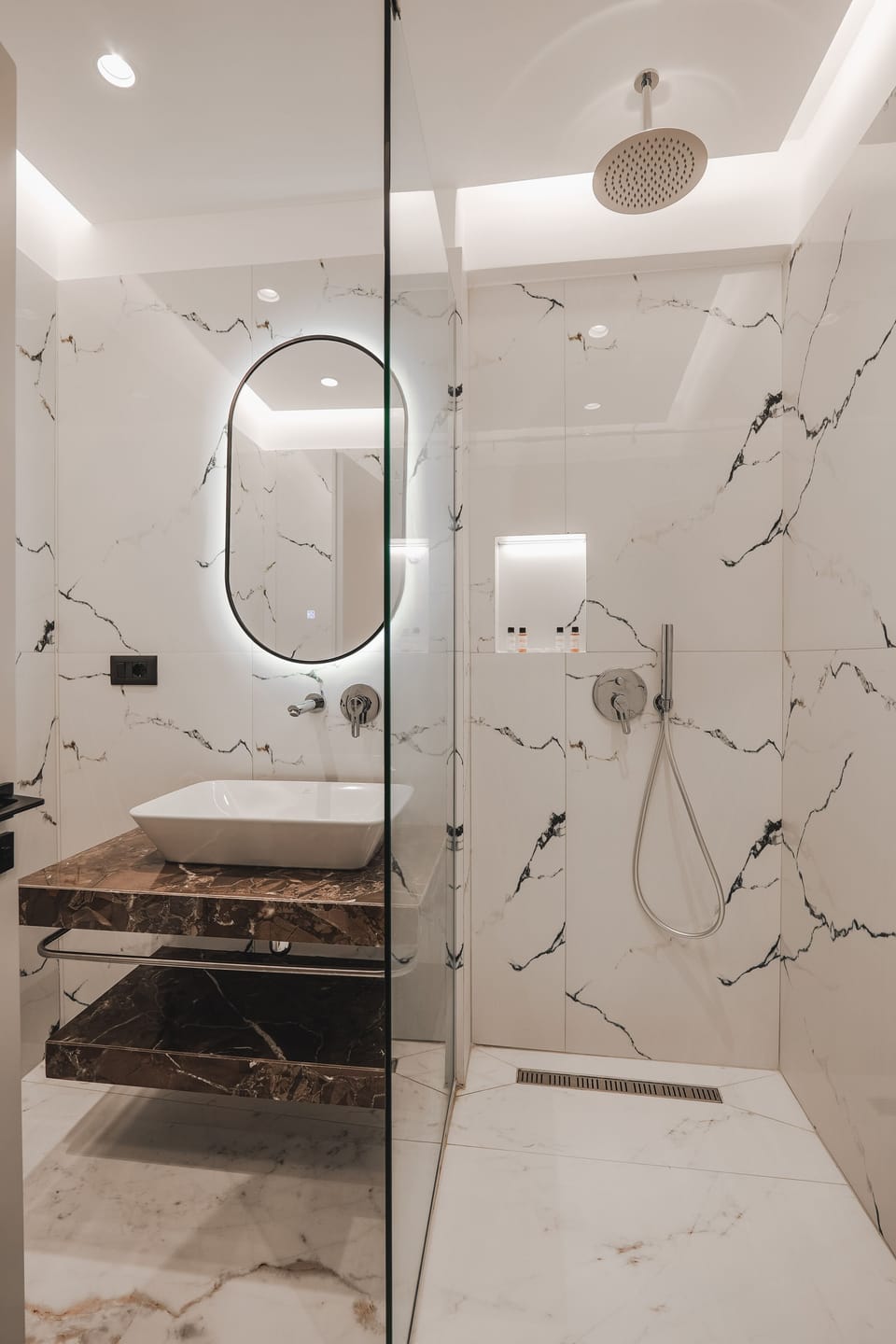 Double Room, Sea View | Bathroom | Shower, bathrobes, slippers, towels