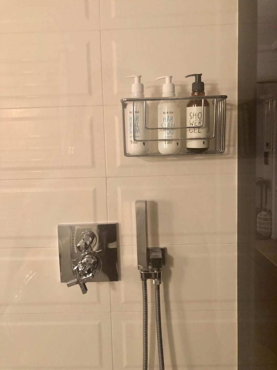 Shower, free toiletries, hair dryer, slippers